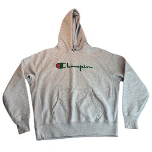 Champion Stacked "C" Reverse Weave Hoodie Gray Size XL